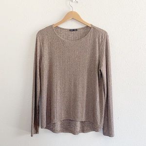 Zara Metallic Ribbed Long Sleeve Top